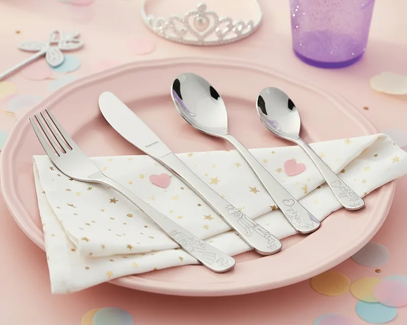 Kinderbesteck Prinzessin von Kuppels auf einem rosa Teller