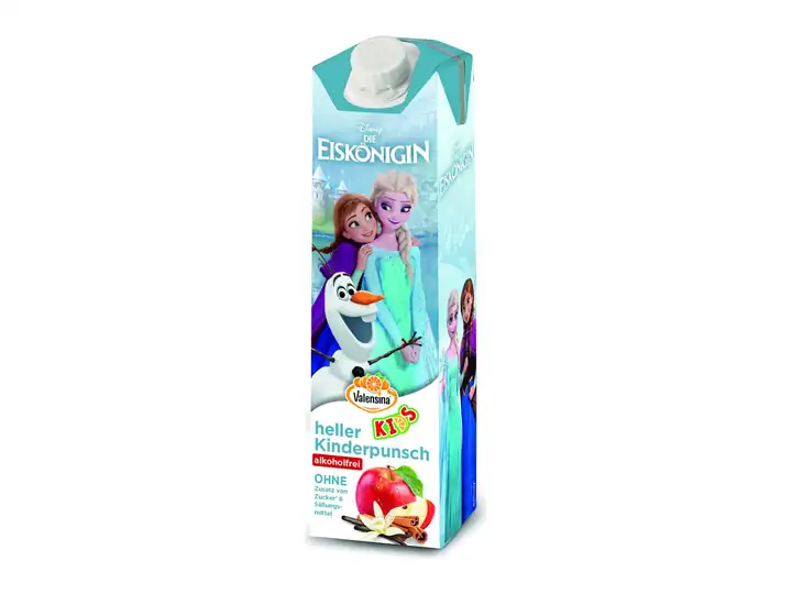 Packung Valensina KIDS heller Kinderpunsch im Design von Disney Die Eiskönigin