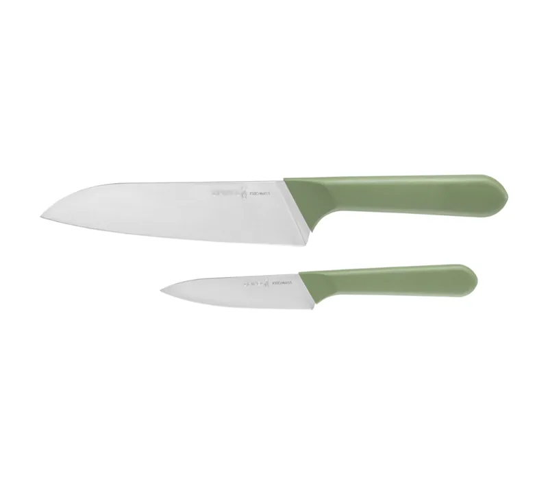 Opinel Juste Duo in Grün, Schälmesser und Santoku