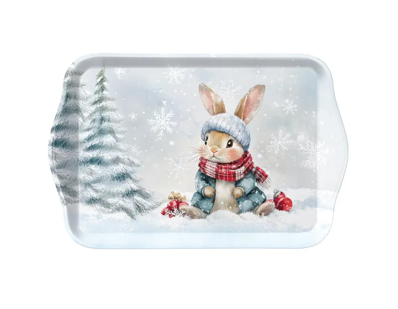 Tablett Bugsy von Ambiente mit Hase im Schnee
