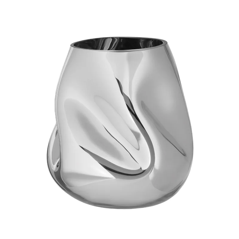 Große Vase Mira aus silbern foliertem Glas