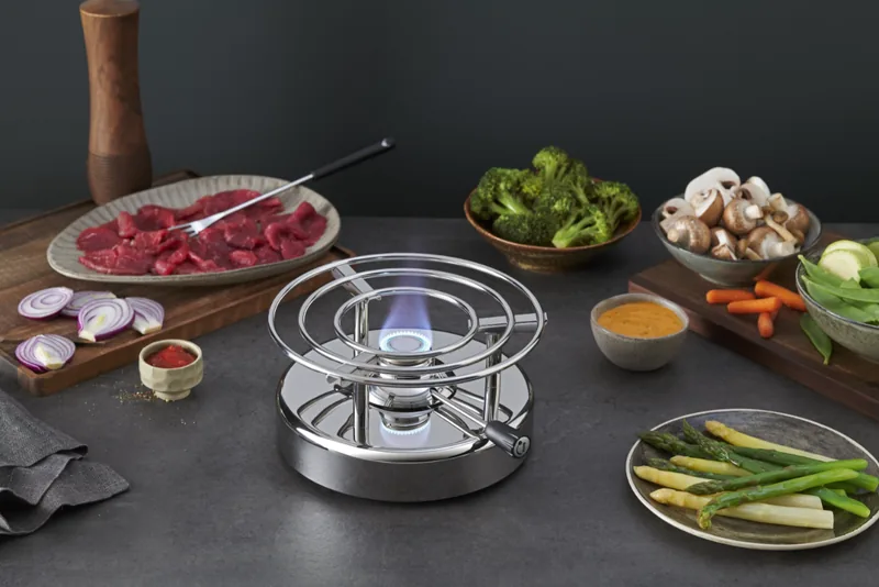 Kisag Longfire Silver Rechaud mit Fondue Chinoise
