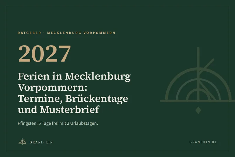 Grafik von GRAND KIN in Smaragdgrün: 2027, Ferien in Mecklenburg Vorpommern: Termine, Brückentage und Musterbrief
