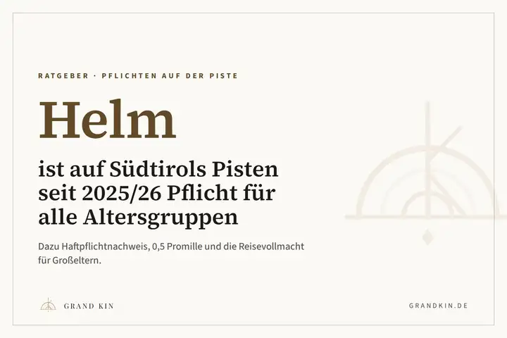 Grafik von GRAND KIN in Cremeweiß: Helm ist auf Südtirols Pisten seit 2025/26 Pflicht für alle Altersgruppen