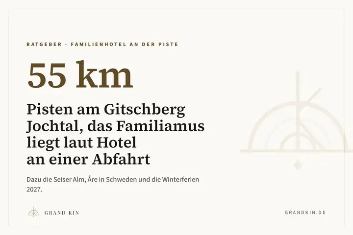 Grafik von GRAND KIN in Cremeweiß: 55 km Pisten am Gitschberg Jochtal, das Familiamus liegt laut Hotel an einer Abfahrt